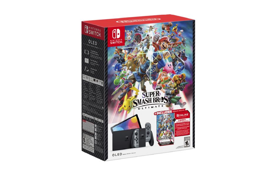 Nintendo Switch OLED - Super Smash Bros. Ultimate Bundle (Full Game Download + 3 Mo. Nintendo Switch Online Membership Included)