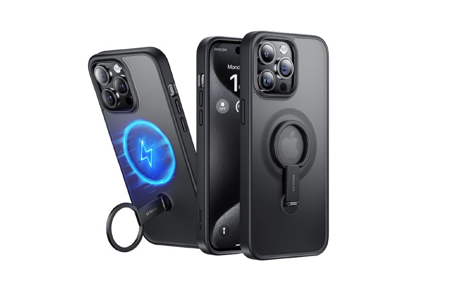 JSAUX RingLax Case for iPhone 15 Pro Max (Black)