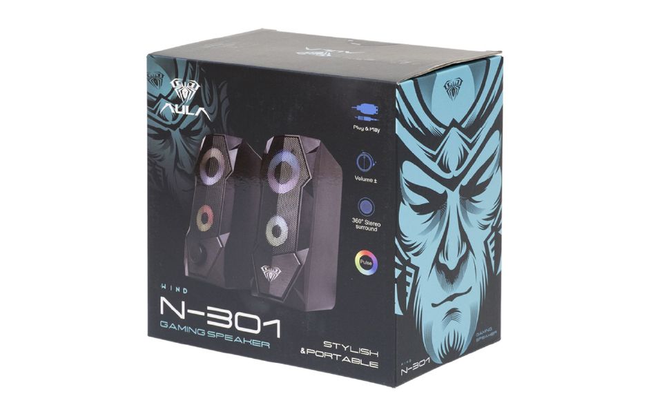 Aula N-301 Gaming RGB Desktop Speaker USB 2.0, Volume Control, Plug and Play