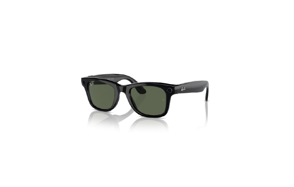 Meta Ray-Ban Wayfarer (Std) Smart Glasses - Shiny Black/G15 Green