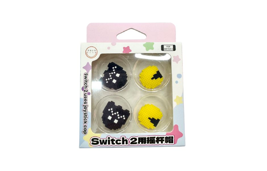 Akitomo Joy-Con Analog Cap 4 Pack - Pac-Man Black Yellow