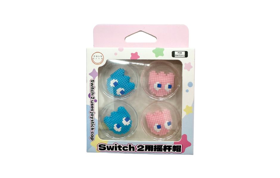Akitomo Joy-Con Analog Cap 4 Pack - Pac-Man Blue Pink