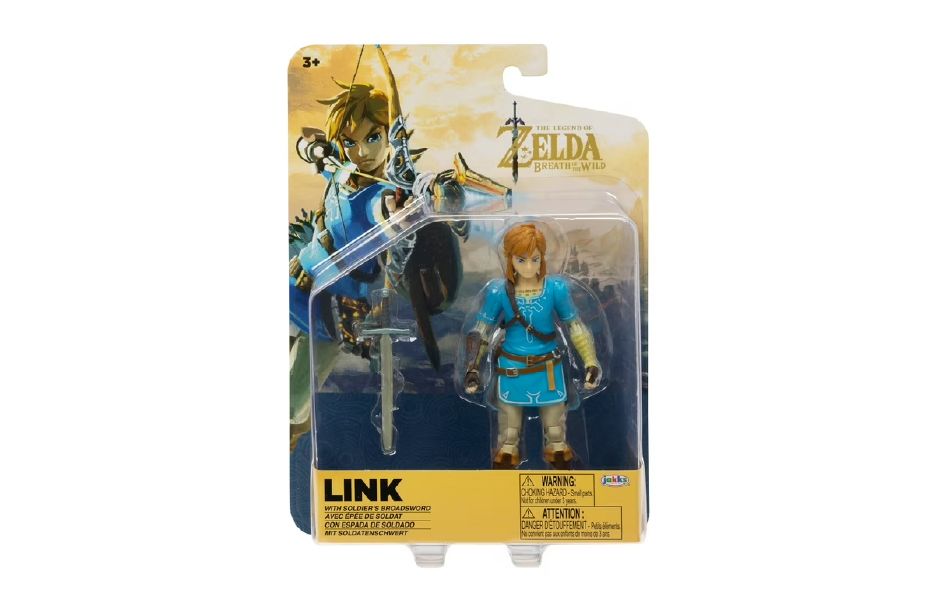 JAKKS Nintendo 4" Figures Wave 4 Asst - The Legend of Zelda Breath of the Wild Link 4 inch Action Figure with Soldiers Broad Sword