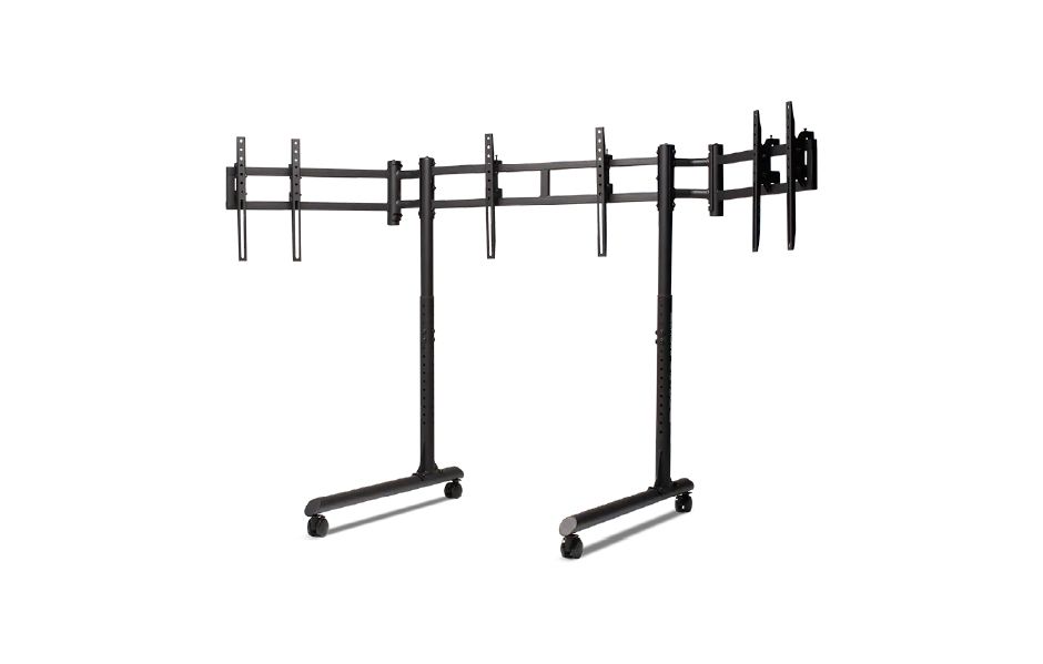 NLR Round Tube Freestanding Triple Monitor Stand