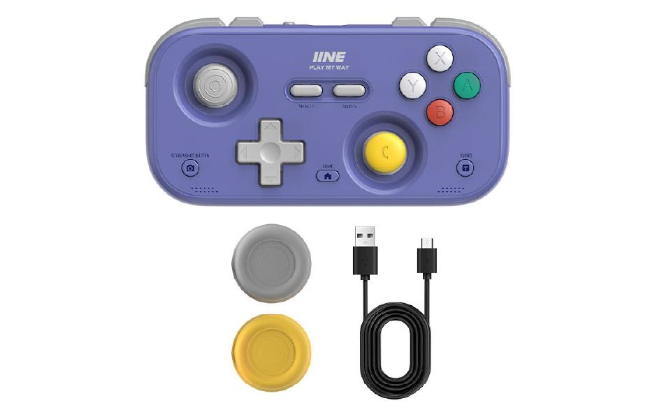 IINE Retro Pocket Game Controller Purple (Switch 1, Switch 2, Steam Deck, PC, Android, iOS, tablets) 