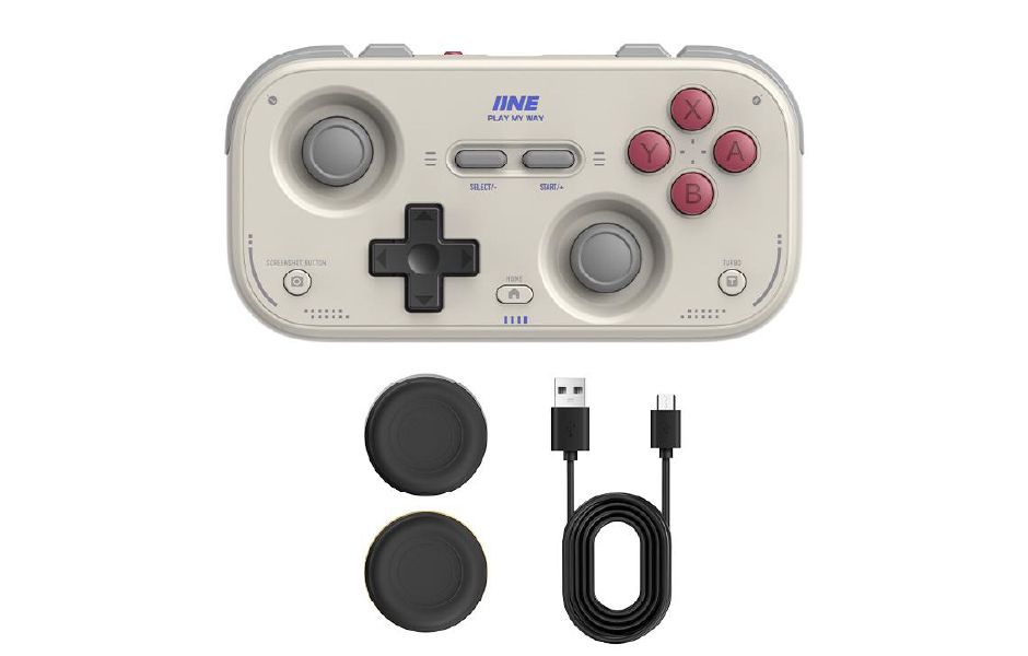 IINE Retro Pocket Game Controller Grey (Switch 1, Switch 2, Steam Deck, PC, Android, iOS, tablets)